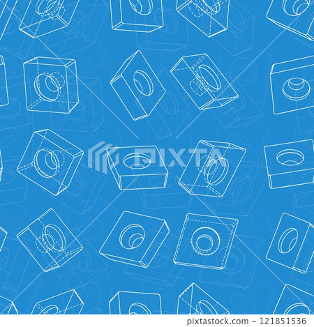 Mechanical engineering drawings on blue background. Cutter, assembly tool with replaceable multi-faceted plate. Technical Design. Cover. Blueprint. Vector illustration. Mechanical engineering drawings on blue background. Cutter, assembly tool with replaceable multi-faceted plate. Technical Design. Cover. Blueprint. Vector illustration. 121851536