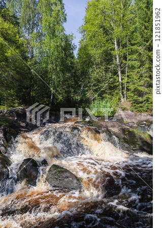 Karelian landscape, vertical photography with cascade waterfalls Karelian landscape, vertical photography with cascade waterfalls 121851962