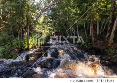 Landscape photography with waterfalls of Ruskeala on a summer day 121851965