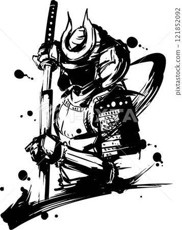 A samurai pulling out a sword 121852092