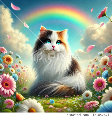 Flowers and cute cat Flowers and cute cat 121852871