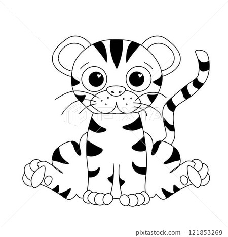 china New Year cute Tiger Character Illustration. vector graphic line mascot on transparent background. coloring book china New Year cute Tiger Character Illustration. vector graphic line mascot on transparent background. coloring book 121853269