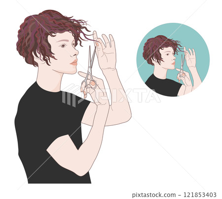 用剪刀剪瀏海 用剪刀剪瀏海 121853403