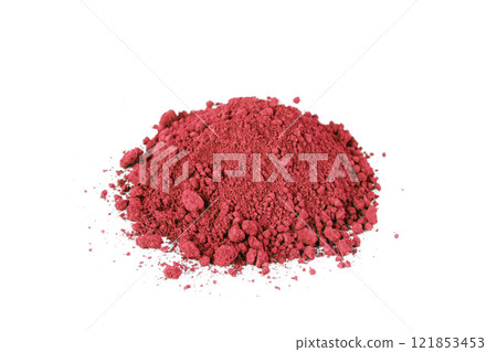 Vibrant Red Pigment Powder Used in Art and Crafts Showcases Its Fine Texture and Rich Color 121853453