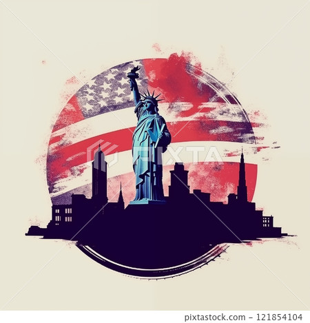 Travel America poster art minimal present to important Landmark and use for promote tourism, post card ,Greeting card 121854104