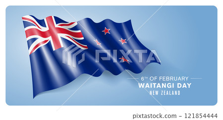 New Zealand Waitangi day vector banner, greeting card 121854444