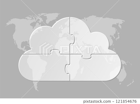 Diagram infographic for 4 steps, cloud puzzle 121854676