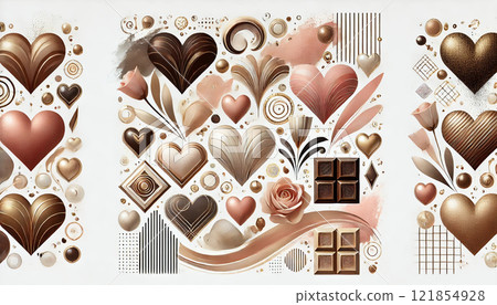 Watercolor illustration with a heart-shaped luxury chocolate theme - for Valentine's Day 121854928