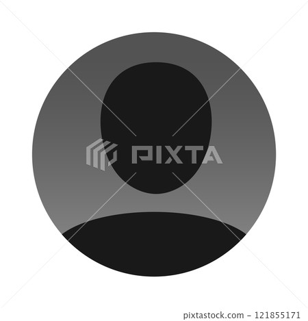 Round silhouette icon of a black person from the shoulders up on a gray background - Image stock by a user, anonymous, or unidentified person 121855171