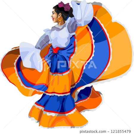 Mexican Folk Dancer Girl Mexican Folk Dancer Girl 121855479