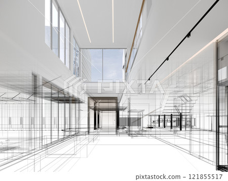 modern empty hall  interior design, 3d rendering 121855517