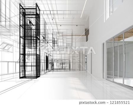 modern empty hall  interior design, 3d rendering 121855521
