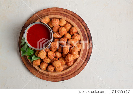 Chicken popcorn, deep fried, nuggets, close-up, rustic, no people, Chicken popcorn, deep fried, nuggets, close-up, rustic, no people, 121855547