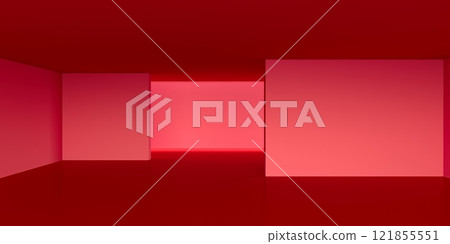 Empty red space interior with sunlight and shadow, 3d rendering Empty red space interior with sunlight and shadow, 3d rendering 121855551