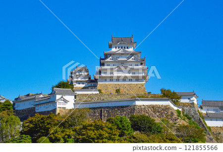The towering castle tower of Himeji Castle 121855566