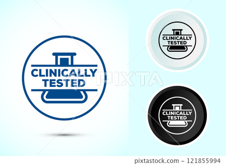 Clinically tested icon design illustration, Clinically proven label sign symbol Clinically tested icon design illustration, Clinically proven label sign symbol 121855994