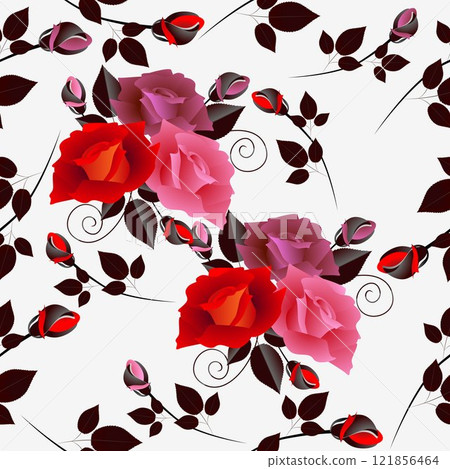 Seamless classic rose background. Seamless classic rose background. 121856464