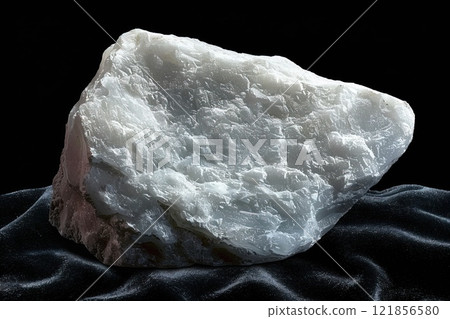 Talc stone displayed on black velvet surface with high detail and dramatic lighting Talc stone displayed on black velvet surface with high detail and dramatic lighting 121856580