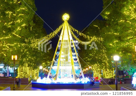 Illumination in front of Tama center station Illumination in front of Tama center station 121856995