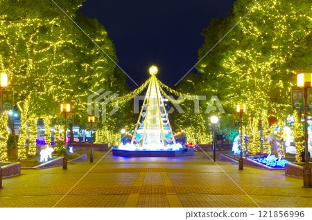 Illumination in front of Tama center station 121856996