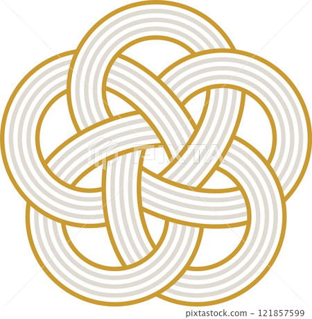 Mizuhiki style cute plum knot illustration gold and silver 5 pieces Mizuhiki style cute plum knot illustration gold and silver 5 pieces 121857599