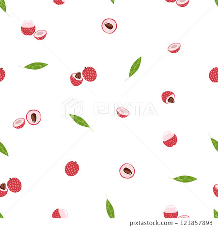 Lychee Tropical Fruit Background. Exotic Summer Fruit. Summer Food. Vector Lychee Tropical Fruit Background. Exotic Summer Fruit. Summer Food. Vector 121857893
