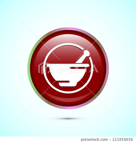 Mortar and pestle icon design illustration. Pharmacy sign symbol for app, website, and logo. Button design 121858038