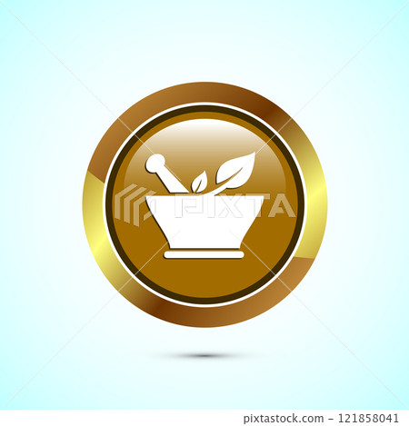 Mortar and pestle icon design illustration. Pharmacy sign symbol for app, website, and logo. Button design Mortar and pestle icon design illustration. Pharmacy sign symbol for app, website, and logo. Button design 121858041