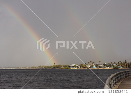 Natural Double Rainbow Over Water in Bradenton Florida Natural Double Rainbow Over Water in Bradenton Florida 121858441
