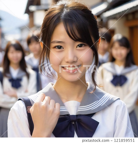 Photo material / 07 / Beauty / Junior high school girl / High school girl / Fist pump (High quality, paid, high quality) 121859551