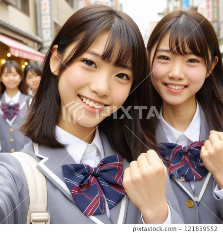 Photo material / 08 / Beauty / Junior high school girl / High school girl / Fist pump (High quality, paid, high quality) 121859552