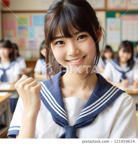 照片素材/16/美女/美女/國中女生/高中女生/膽量姿勢（高品質，付費高品質） 121859614