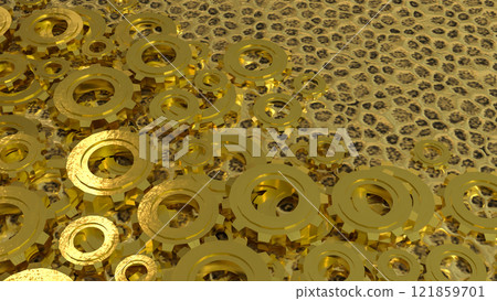The Gold Gear for engine or Background concept 3d rendering. The Gold Gear for engine or Background concept 3d rendering. 121859701