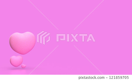 The Heart on Pink Background for Valentine or Love concept 3d Rendering. 121859705