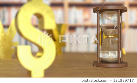 The Sand clock  and money symbol for Business concept 3d rendering. 121859717