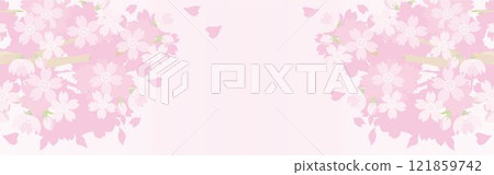 橫幅春天櫻花櫻花花框背景設計範本插圖素材 121859742