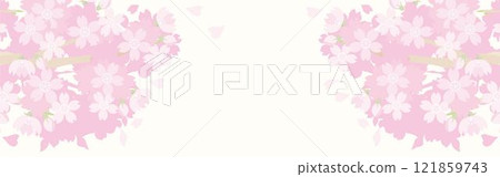 橫幅春天櫻花櫻花花框背景設計範本插圖素材 121859743