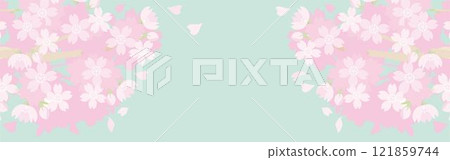 橫幅春天櫻花櫻花花框背景設計範本插圖素材 121859744