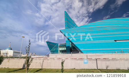 Kazakhstan Central Concert Hall timelapse hyperlapse, the biggest concert of the capital structure 121859918