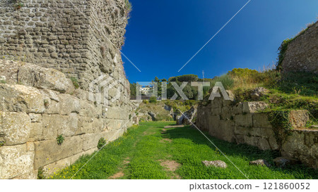 Anfiteatro Severiano in beautiful town of Albano Laziale timelapse hyperlapse, Italy 121860052