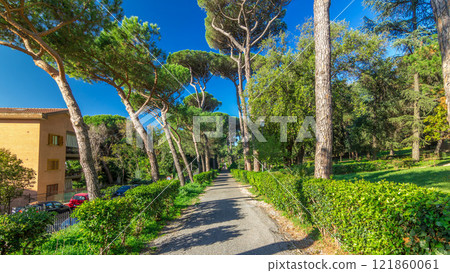 Villa Doria Pamphili park in beautiful town of Albano Laziale timelapse hyperlapse, Italy Villa Doria Pamphili park in beautiful town of Albano Laziale timelapse hyperlapse, Italy 121860061