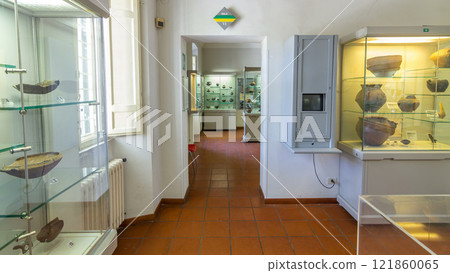 Museo Di Villa Ferrajoli in beautiful town of Albano Laziale timelapse hyperlapse, Italy 121860065