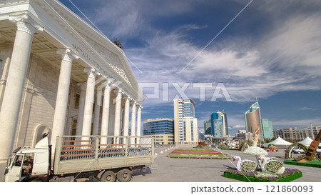 State Opera and Ballet Theatre Astana Opera timelapse hyperlapse. Nur-Sultan city, Kazakhstan 121860093