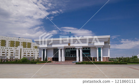 Supreme Court of the Republic of Kazakhstan timelapse hyperlapse. Astana, Kazakhstan 121860111