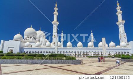 Sheikh Zayed Grand Mosque timelapse hyperlapse in Abu Dhabi, the capital city of United Arab Emirates Sheikh Zayed Grand Mosque timelapse hyperlapse in Abu Dhabi, the capital city of United Arab Emirates 121860135