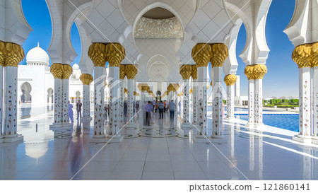 Sheikh Zayed Grand Mosque timelapse hyperlapse in Abu Dhabi, the capital city of United Arab Emirates Sheikh Zayed Grand Mosque timelapse hyperlapse in Abu Dhabi, the capital city of United Arab Emirates 121860141