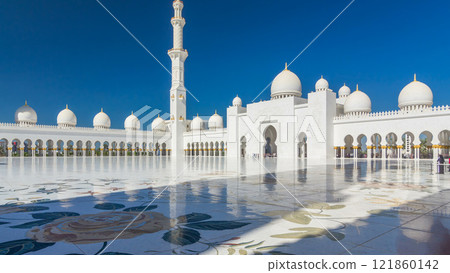 Sheikh Zayed Grand Mosque timelapse hyperlapse in Abu Dhabi, the capital city of United Arab Emirates Sheikh Zayed Grand Mosque timelapse hyperlapse in Abu Dhabi, the capital city of United Arab Emirates 121860142