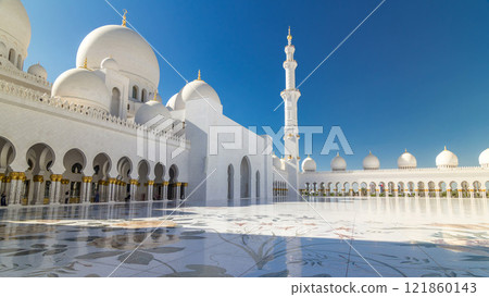 Sheikh Zayed Grand Mosque timelapse hyperlapse in Abu Dhabi, the capital city of United Arab Emirates Sheikh Zayed Grand Mosque timelapse hyperlapse in Abu Dhabi, the capital city of United Arab Emirates 121860143