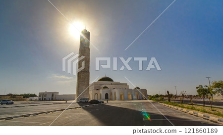 White mosque in Ajman timelapse hyperlapse, United Arab Emirates White mosque in Ajman timelapse hyperlapse, United Arab Emirates 121860189