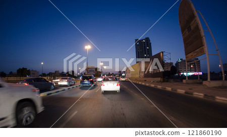 Drive on the streets of Ajman timelapse hyperlapse. Ajman is the capital of the emirate of Ajman in the United Arab Emirates. Drive on the streets of Ajman timelapse hyperlapse. Ajman is the capital of the emirate of Ajman in the United Arab Emirates. 121860190